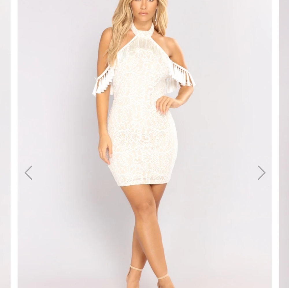Fashion Nova "Belong With Me" Lace Ivory Dress